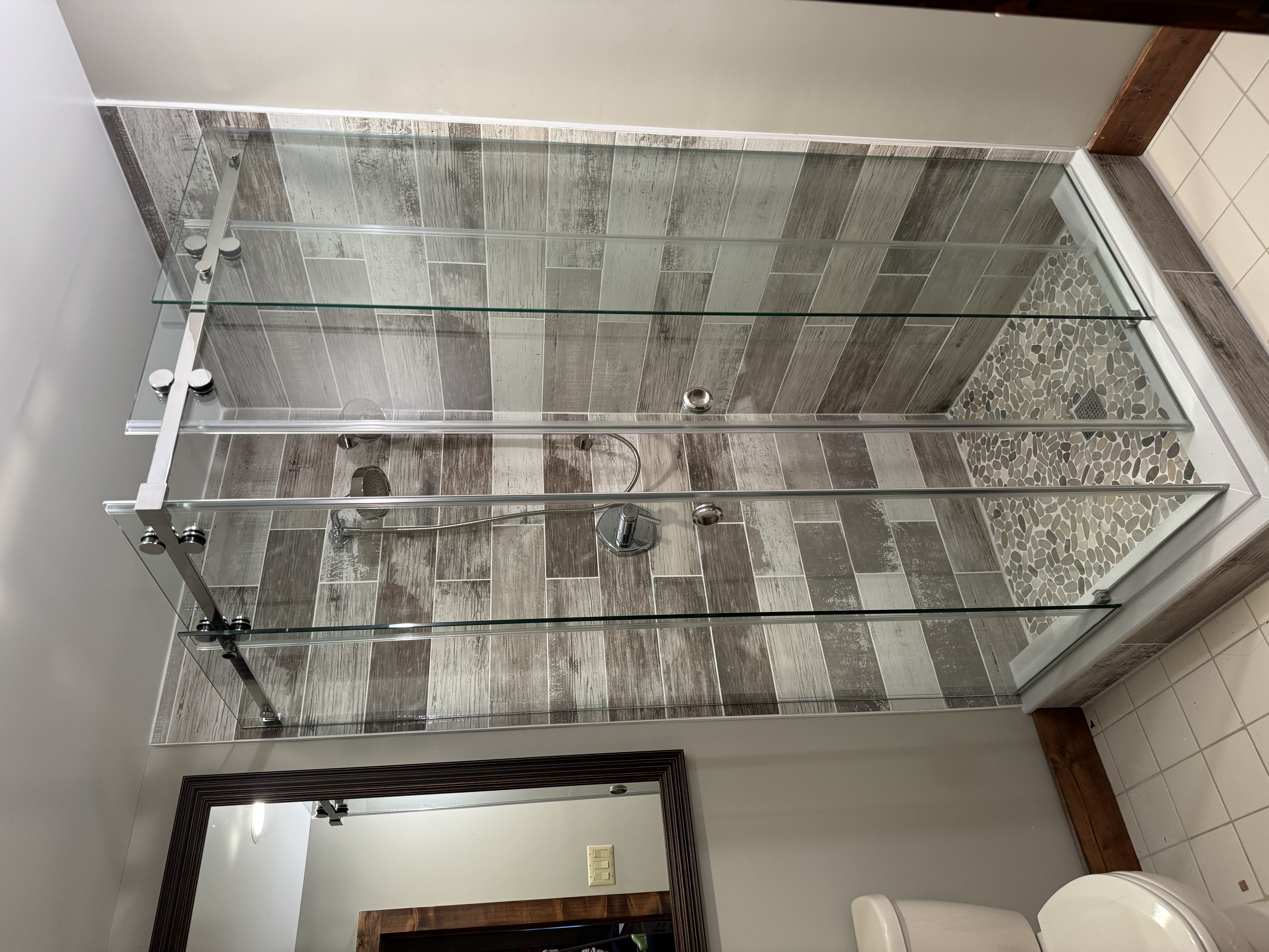 Corner Sliding Door shower door installation in Brooklyn