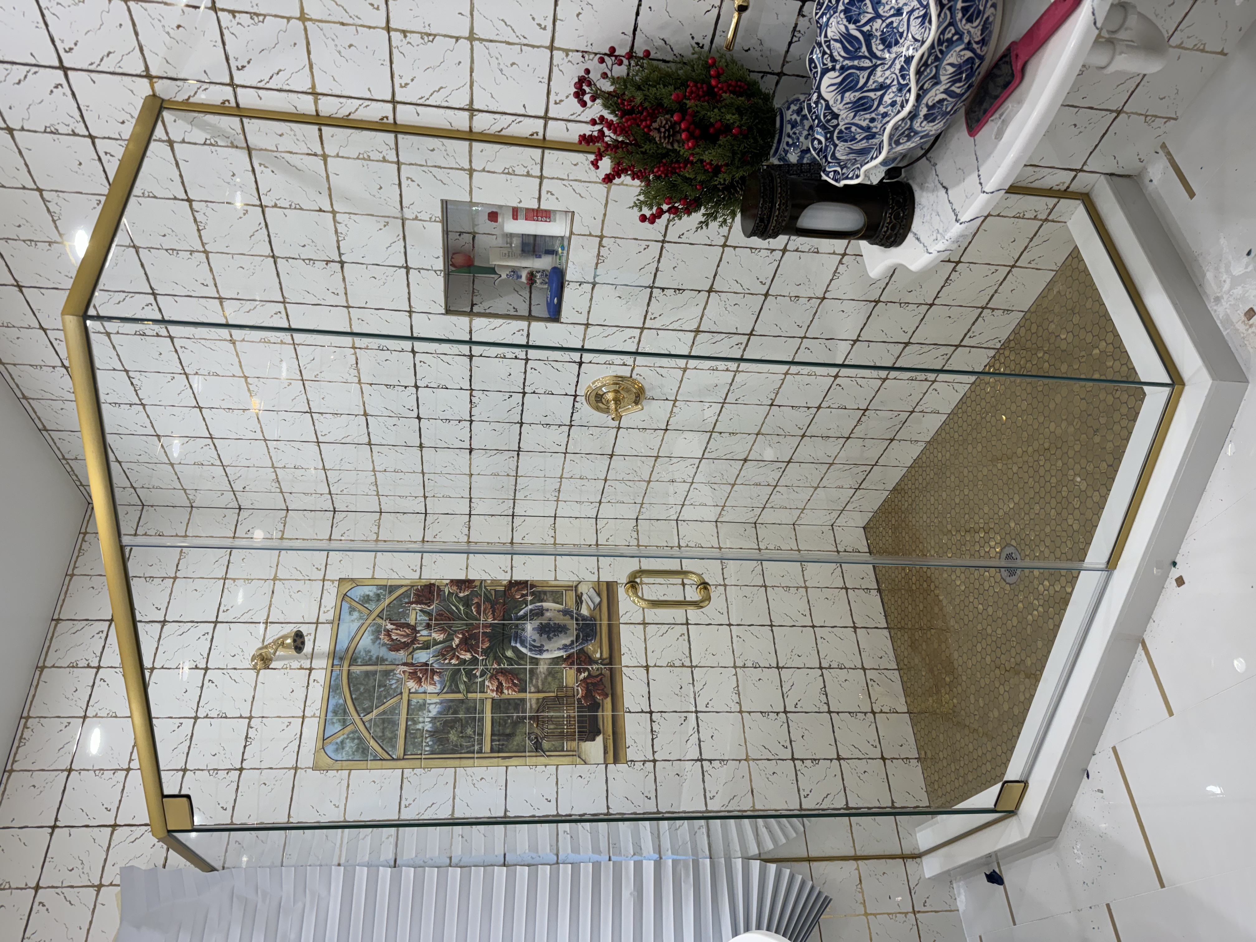 Neo-Angle shower door installation in Brooklyn